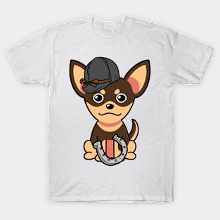 Funny small dog is ready to ride a horse T-Shirt